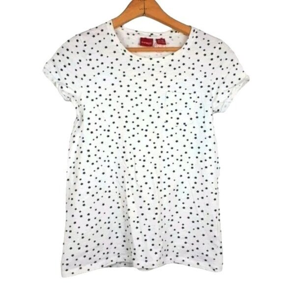 Manguun Cap Sleeve Tee White Black Stars Big Girls Size XL - Picture 1 of 10